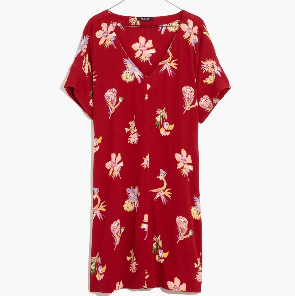 Madewell Bird Of Paradise Red Floral Dress